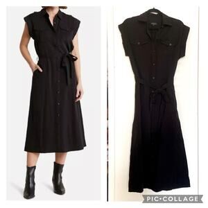 Rag & Bone Roxanne Midi Dress Utility Button Down Collared Casual Black sz S